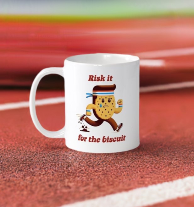 Popular!  Risk it for the biscuit coffee mug for the runner in your life!  Don't risk it...order now!!