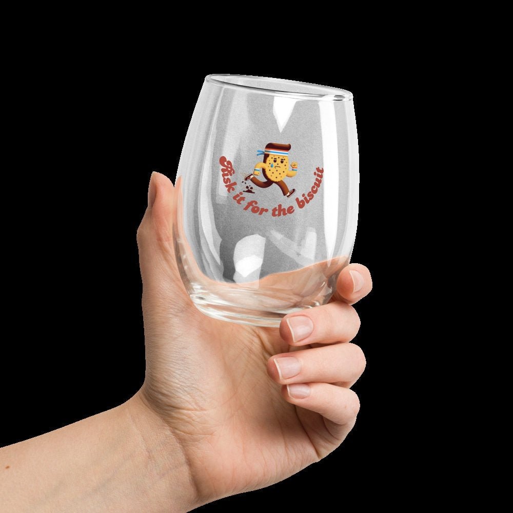 "Risk it for the biscuit" - Stemless wine glass - Tri-Me Gifts