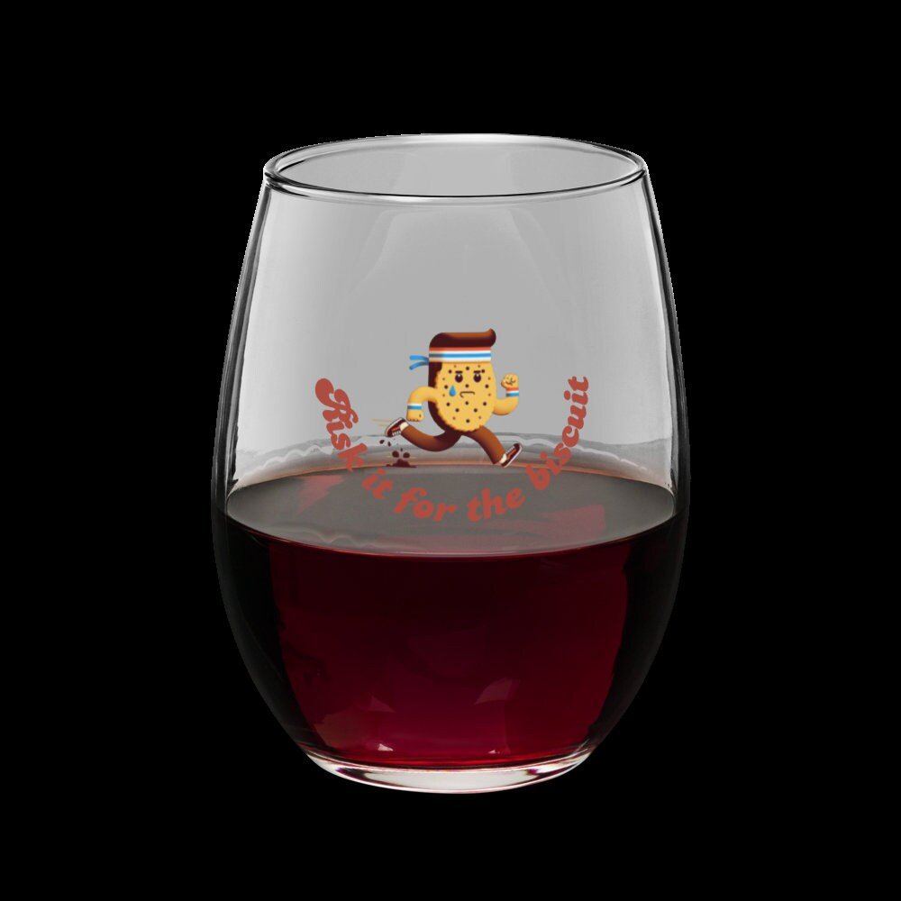 "Risk it for the biscuit" - Stemless wine glass - Tri-Me Gifts