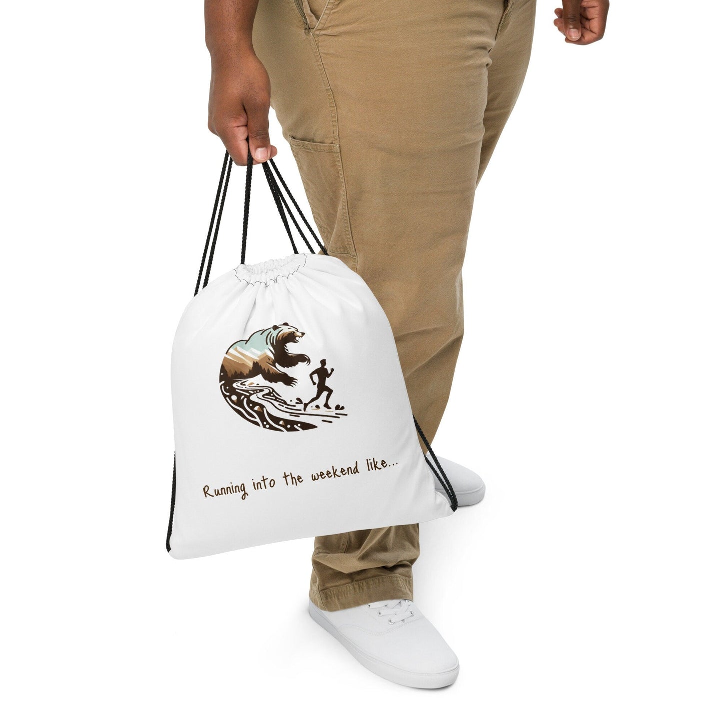 "Running into the Weekend" drawstring bag - Tri-Me Gifts