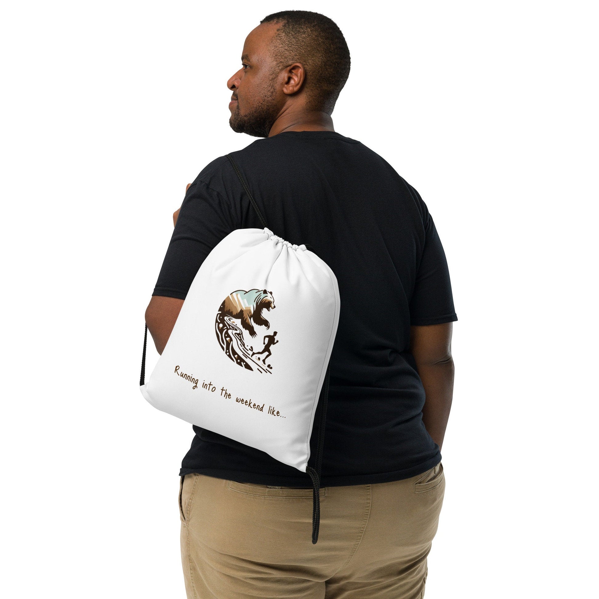 "Running into the Weekend" drawstring bag - Tri-Me Gifts